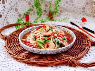 绿豆芽炒红虾 