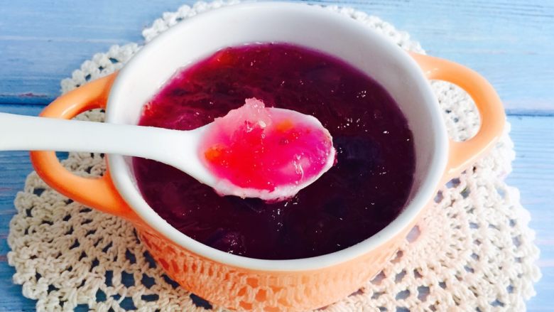 桃胶皂角米雪燕紫薯羹 